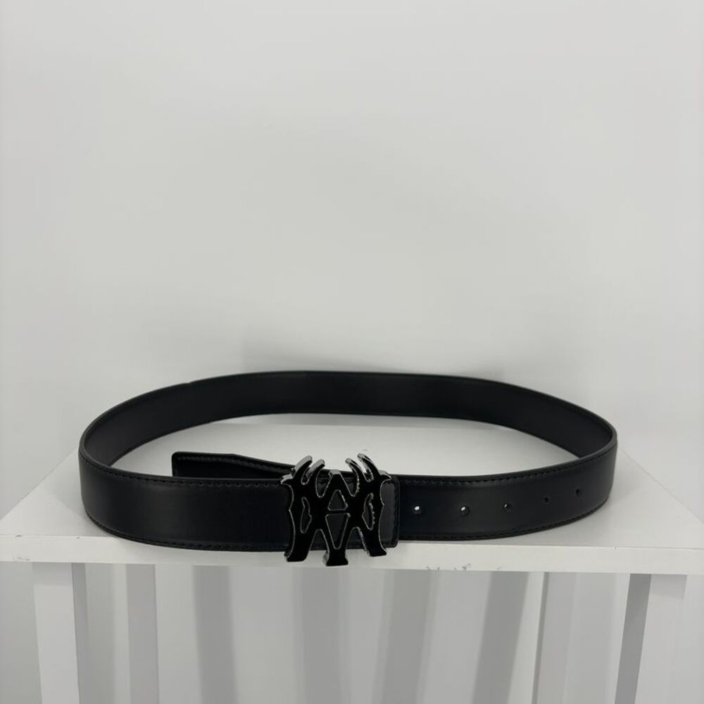 AMIRI Silver Buckle Black Faux Leather